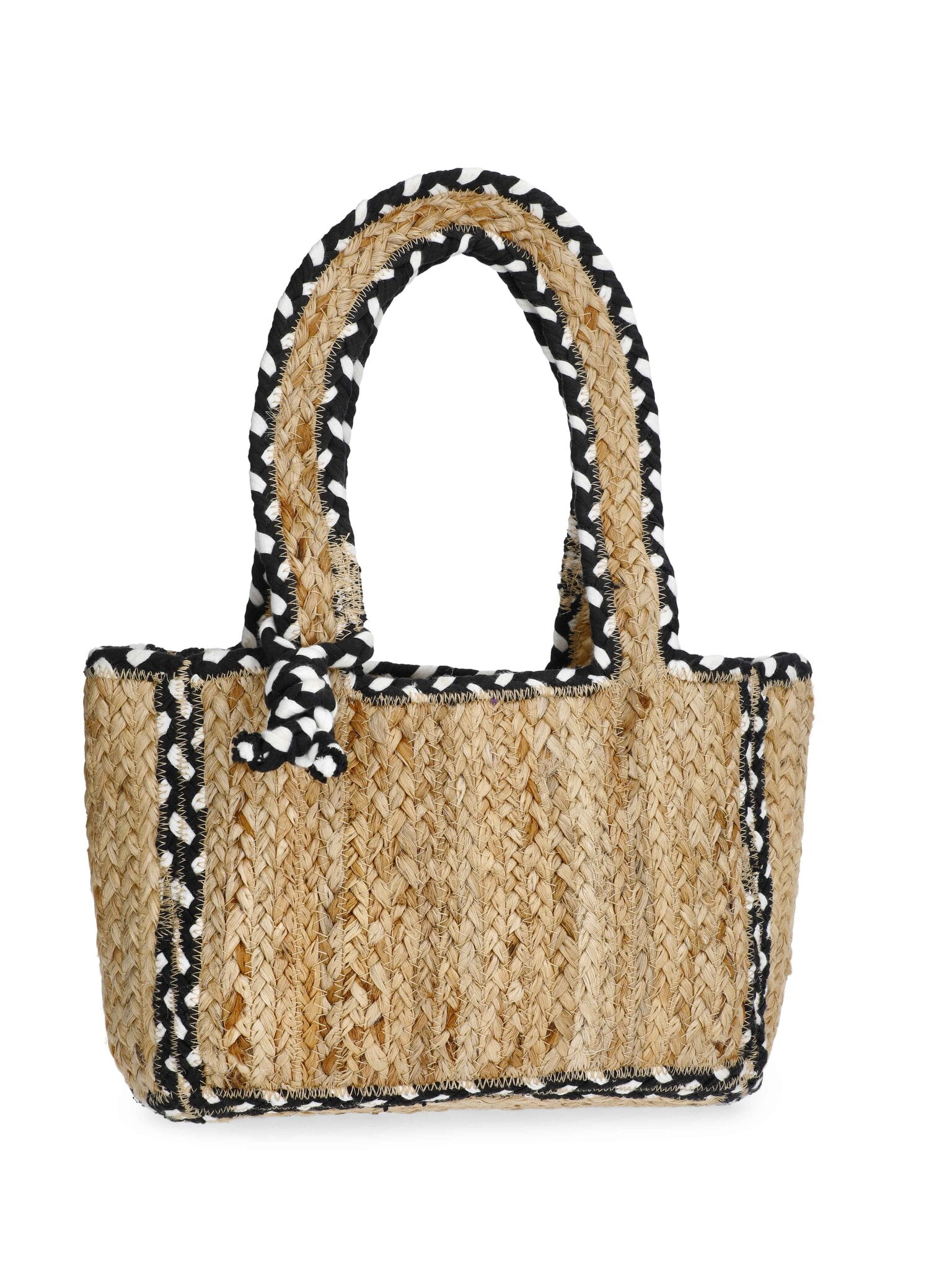 Women's Mini Jute Tote, Black