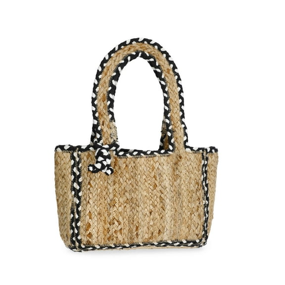 No Boundaries Women's Mini Jute Tote, Black