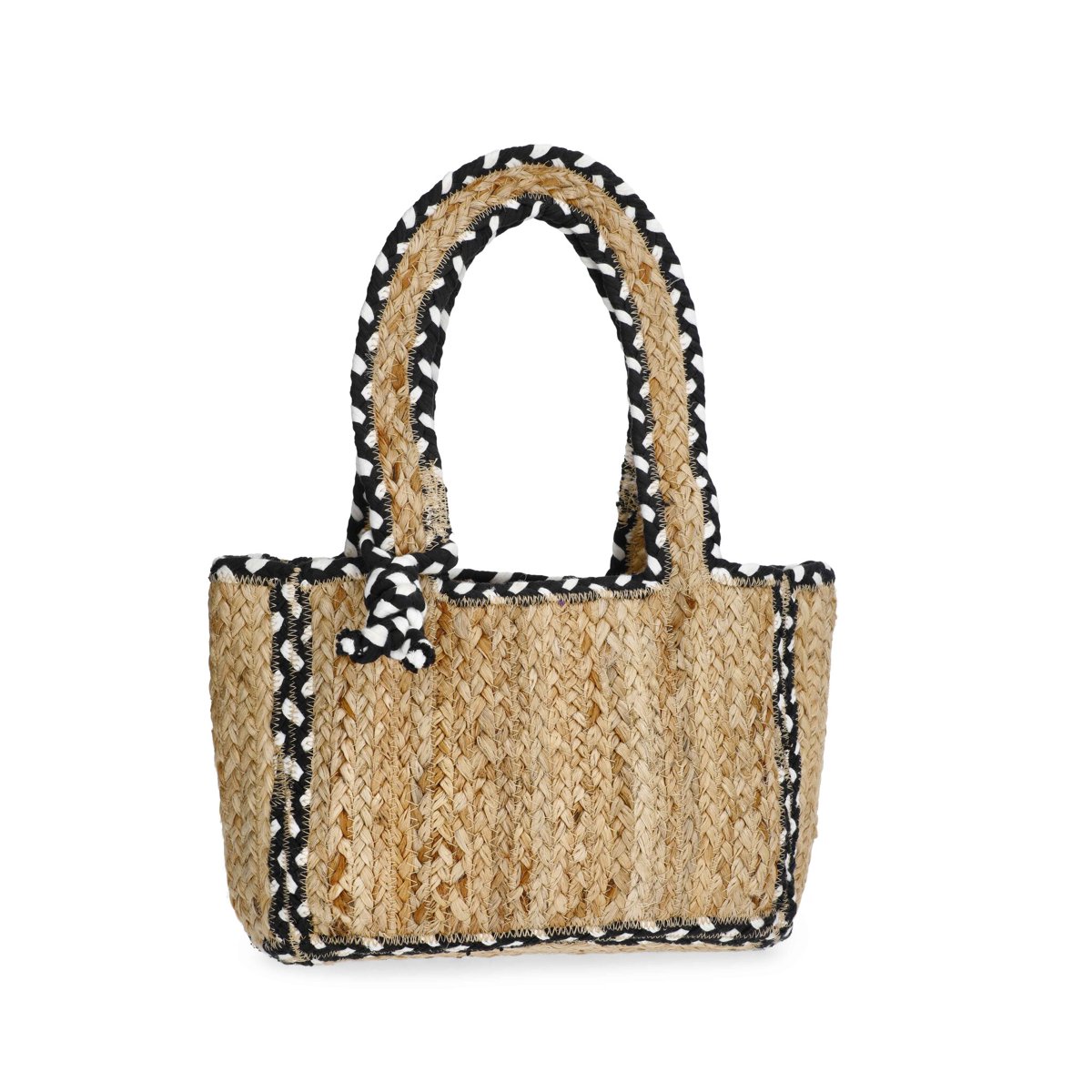 Women's Mini Jute Tote, Black