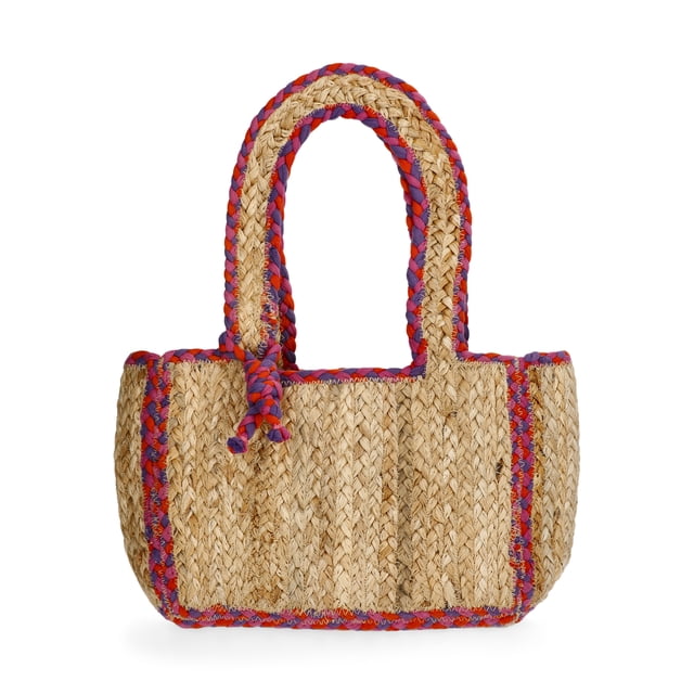 No Boundaries Women's Mini Jute Tote, Pink
