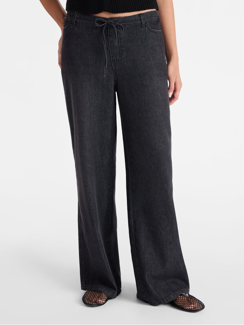 パンツ NO. MUD MAX/SBCM BLK 32 No Boundaries Mini Waistband Wide Leg Pants, 31'' Inseam, Women's
