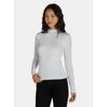 thumbnail image 1 of No Boundaries Ribbed Mock Neck Top with Long Sleeves, Women’s and Women’s Plus, 1 of 5