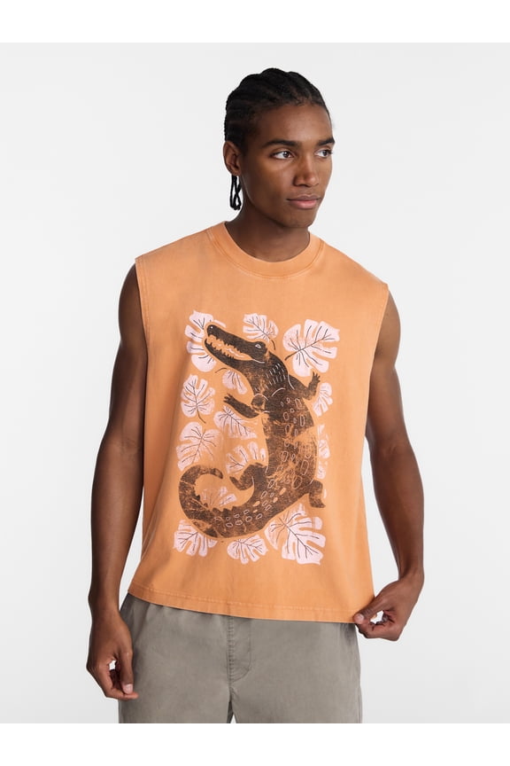 Boxy Fit Heavyweight Graphic Muscle Tank Top, Men's XS-5XL