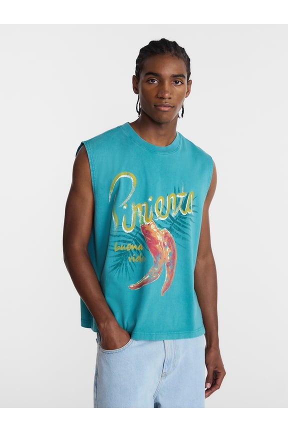 Boxy Fit Heavyweight Graphic Muscle Tank Top, Men's XS-5XL