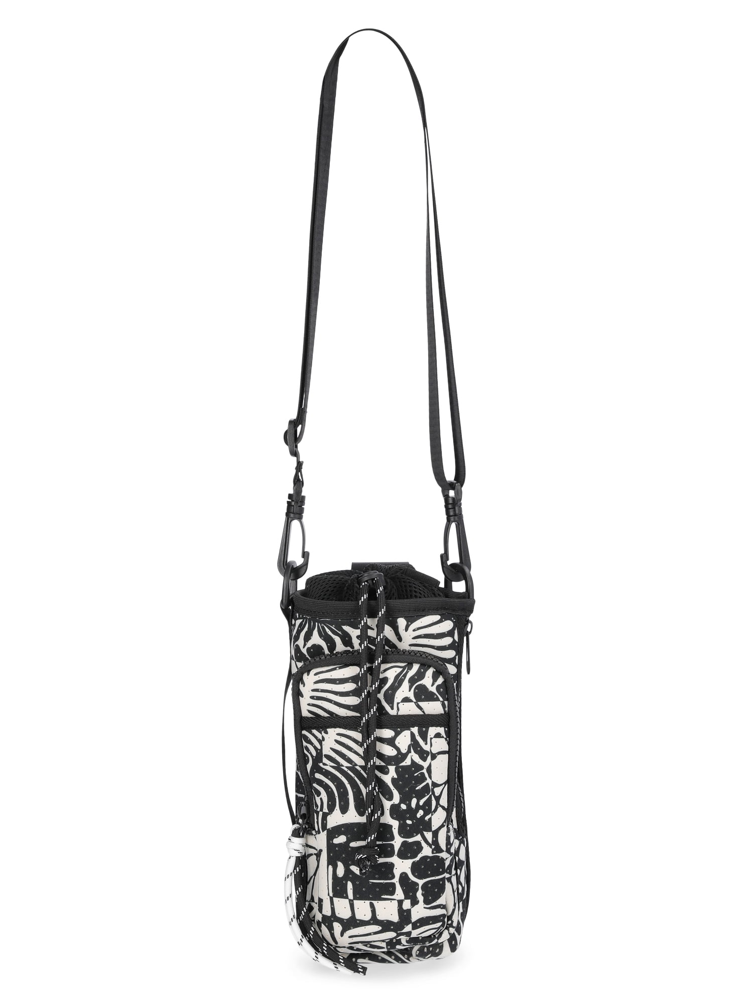 No Boundaries Women's Neoprene Crossbody Bucket Bag, Black/White