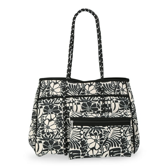 No Boundaries Women's Neoprene Beach Tote Bag, Black/White