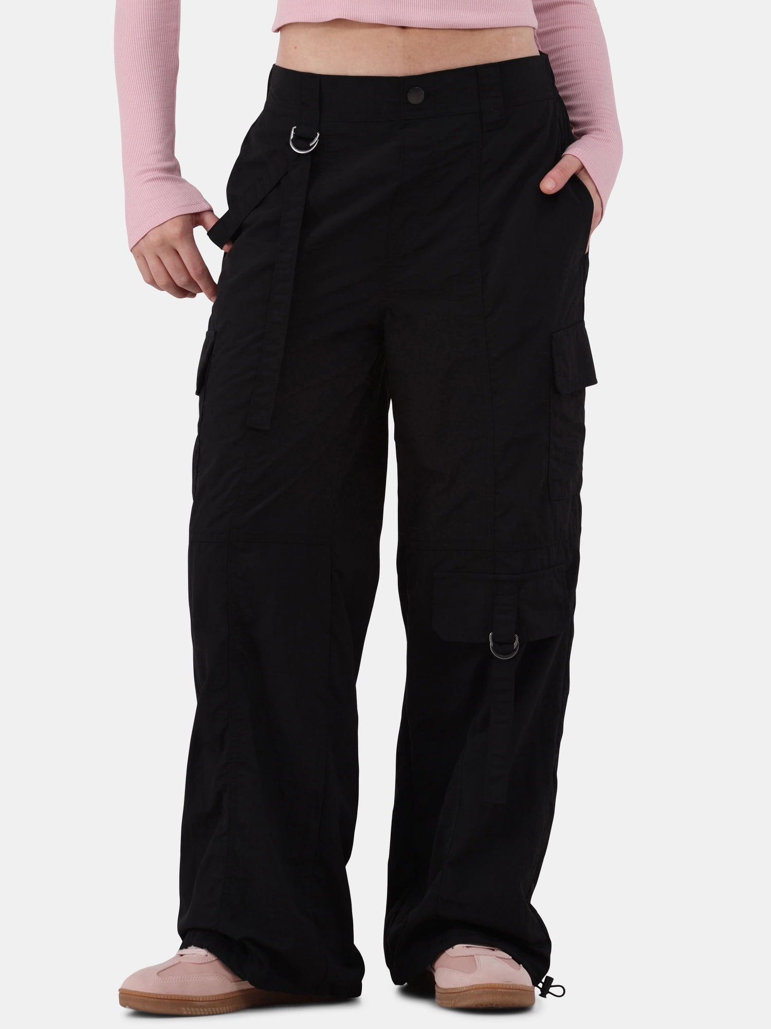 No Boundaries Nylon Parachute Pants, Women's and Women's Plus