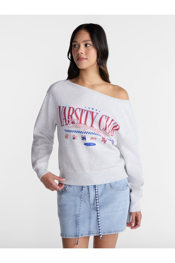Off Shoulder Sweatshirt with Long Sleeves, Women’s Sizes XXS-4X