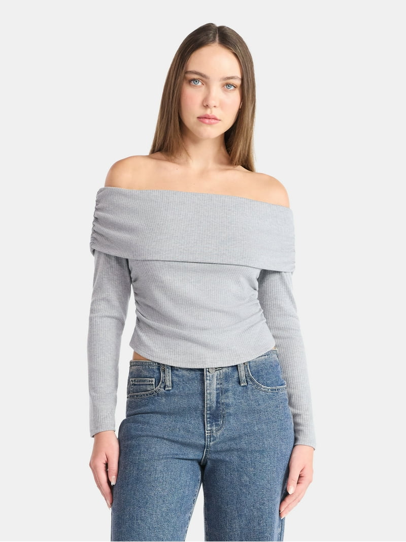 No Boundaries Off The Shoulder Top with Long Sleeves, Women's