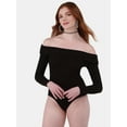 thumbnail image 1 of No Boundaries Off-the-Shoulder Bodysuit with Long Sleeves, Women's and Women's Plus, 1 of 5