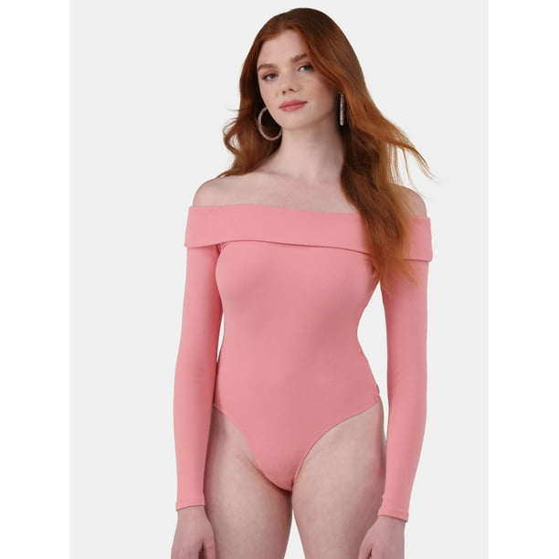 No Boundaries Off-the-Shoulder Bodysuit with Long Sleeves, Women's