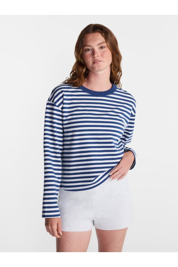 Oversize LS Stripe Tee, Women’s Sizes XXS-XXL