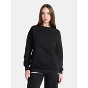 No Boundaries Oversized Fleece Sweatshirt with Long Sleeves, Womens Sizes XXS-4X
