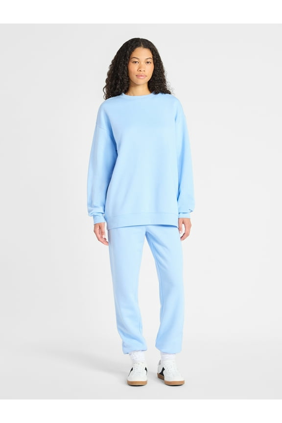 Fleece Oversized Sweatshirt with Long Sleeves, Women’s Sizes XXS-4X