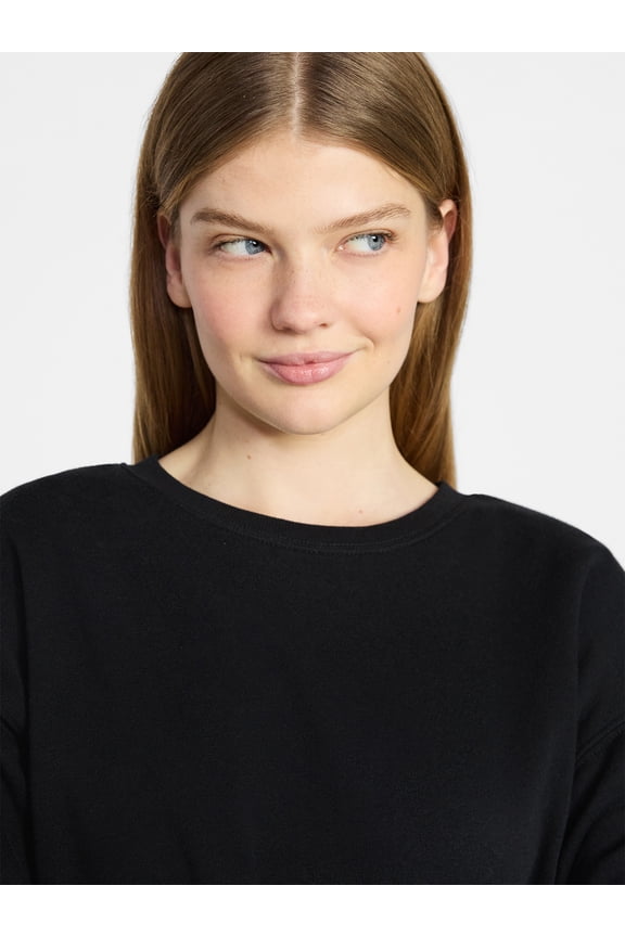 Oversized Fleece Sweatshirt with Long Sleeves, Women's Sizes XXS-4X