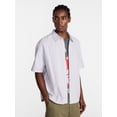thumbnail image 1 of No Boundaries Boxy Cropped Fit Oxford Shirt with Short Sleeves, Men's XS-5XB, 1 of 5