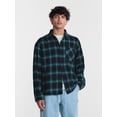 thumbnail image 1 of No Boundaries Boxy Cotton Plaid Flannel with Long Sleeves, Men's and Big Men's XS-4XLT, 1 of 5