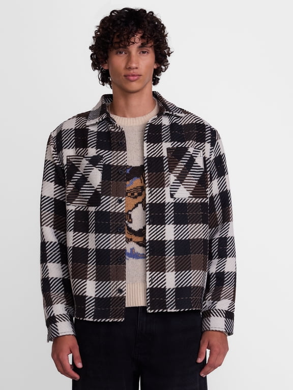 Boxy Fit Plaid Shacket, Men's XS-4XLT