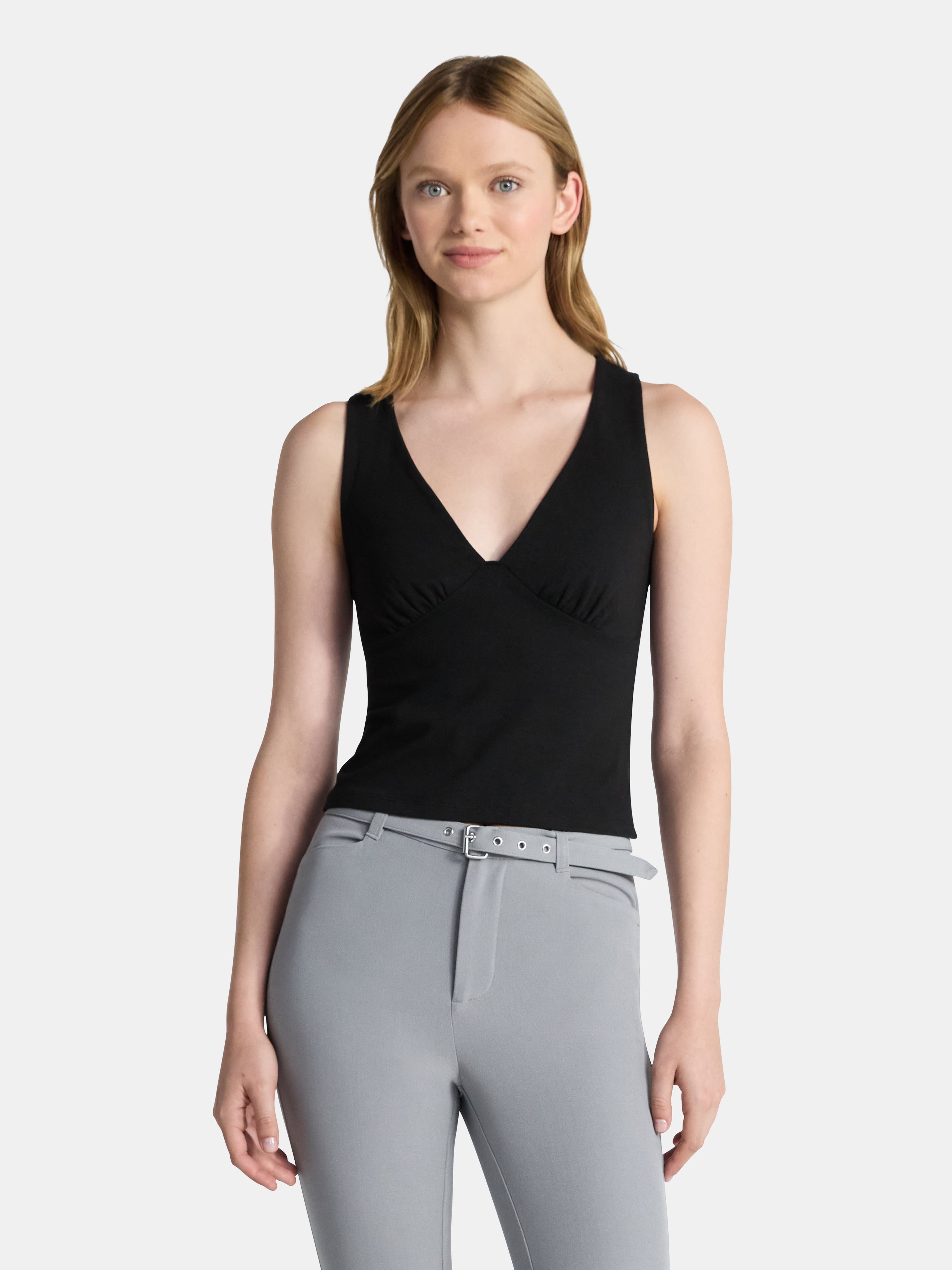 No Boundaries Plunge Neckline Tank Top, Women’s