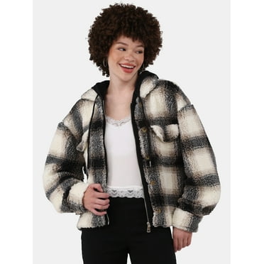 No Boundaries Plush Hoodie Shacket, Women's