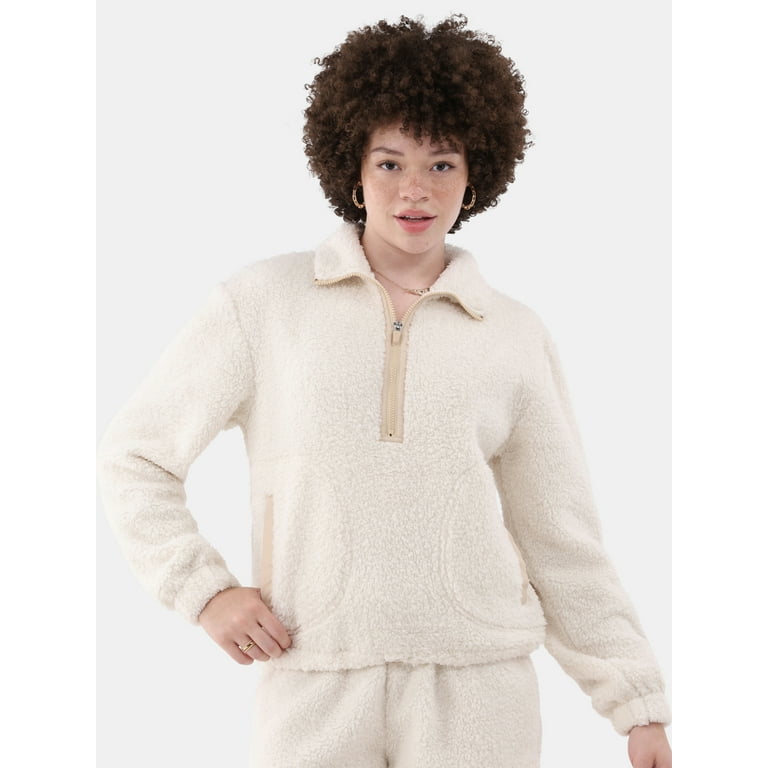 Half zip fluffy pullover hot sale