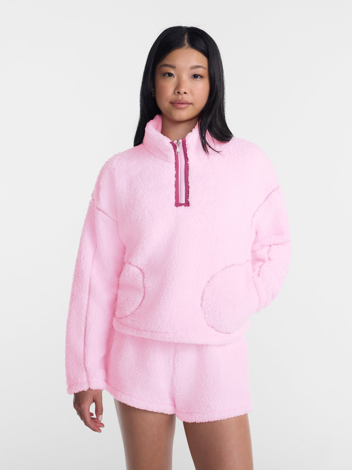 No Boundaries Faux Shearling Plush Pullover, Women's & Women’s Plus XXS-4X