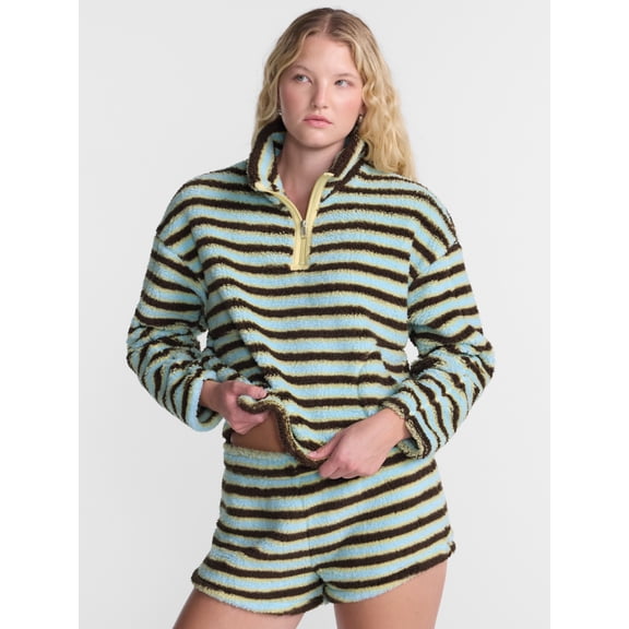 No Boundaries Faux Shearling Plush Pullover, Women's & Women’s Plus XXS-4X