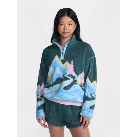 No Boundaries Faux Shearling Plush Pullover, Women's & Women’s Plus XXS-4X