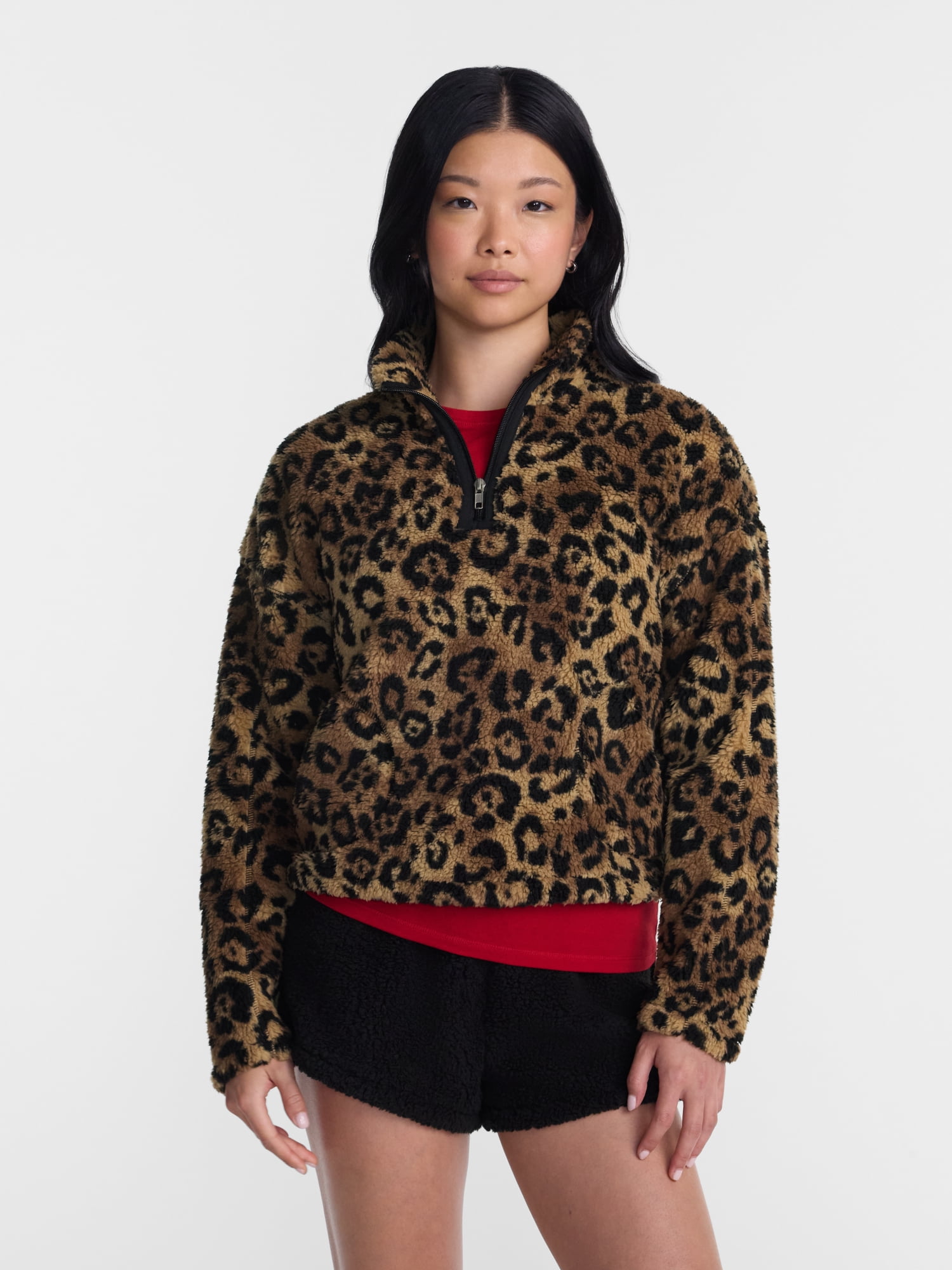 No Boundaries Faux Shearling Plush Pullover, Women's & Women’s Plus XXS-4X