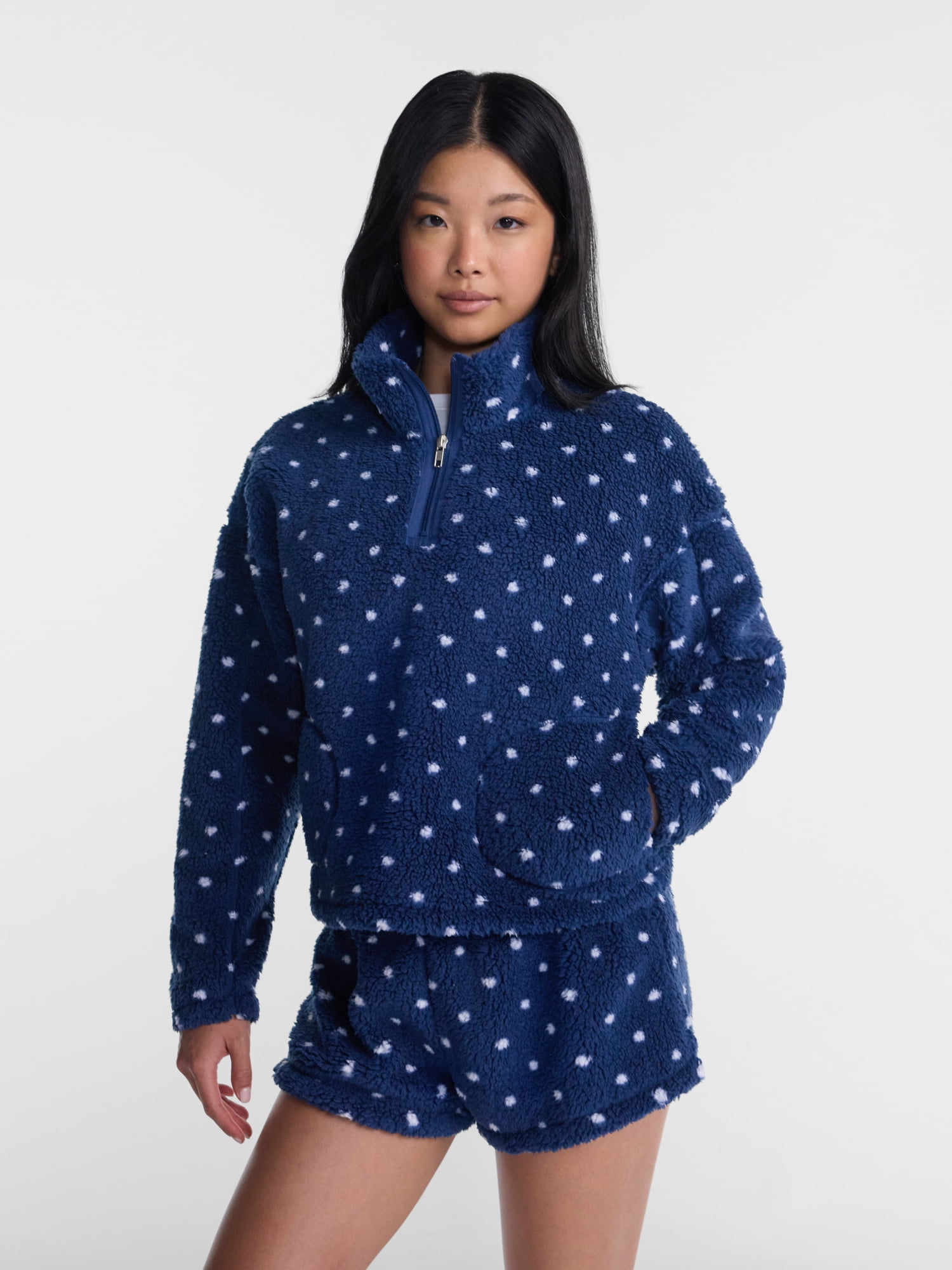 No Boundaries Faux Shearling Plush Pullover, Women's & Women’s Plus XXS-4X