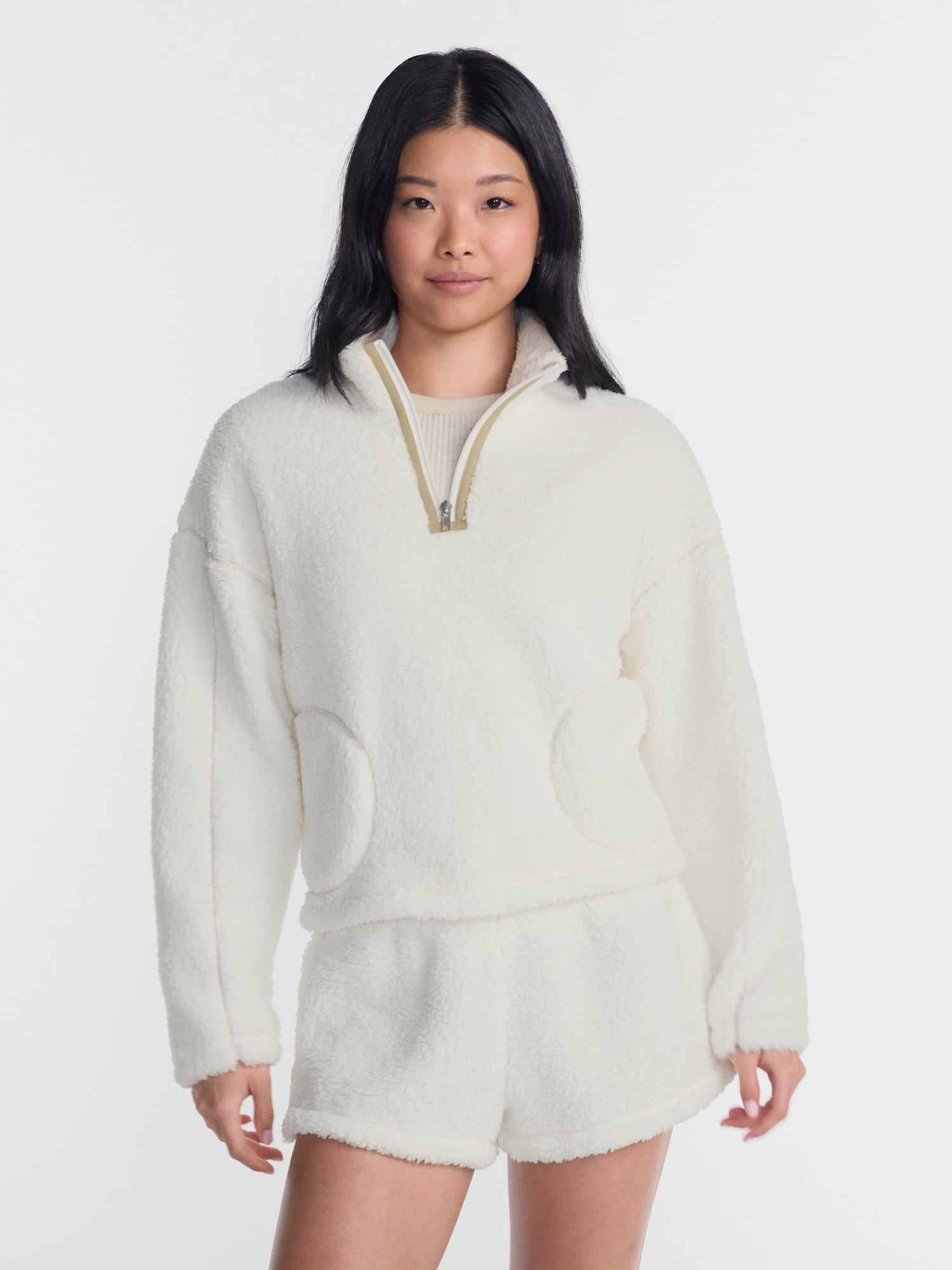 No Boundaries Faux Shearling Plush Pullover, Women's & Women’s Plus XXS-4X