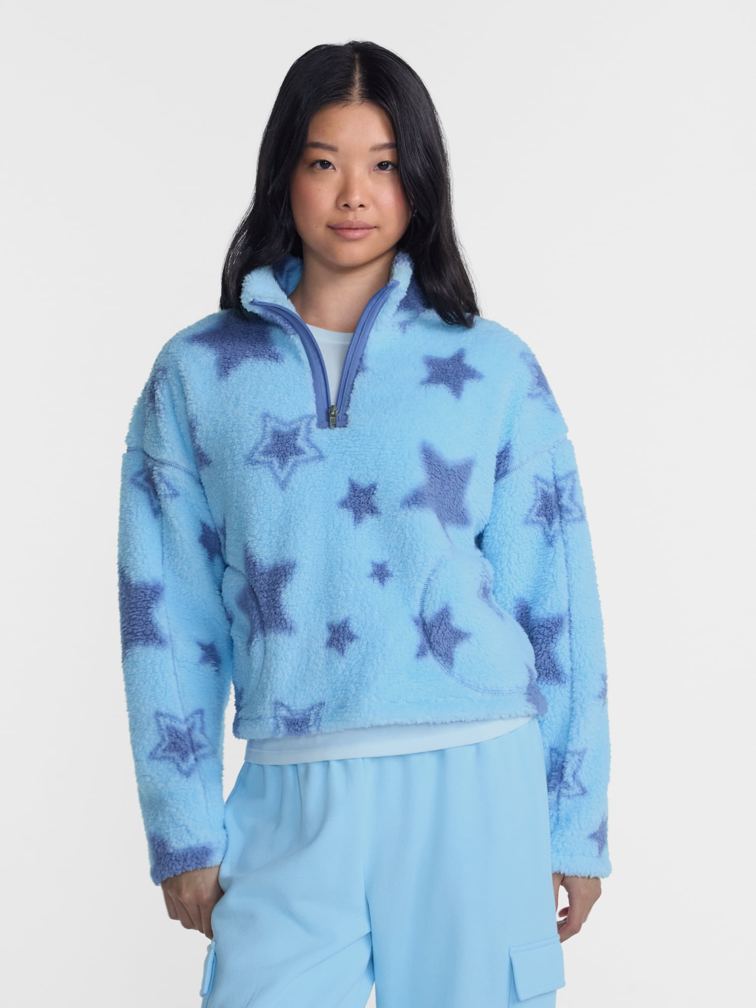 No Boundaries Faux Shearling Plush Pullover, Women's & Women’s Plus XXS-4X
