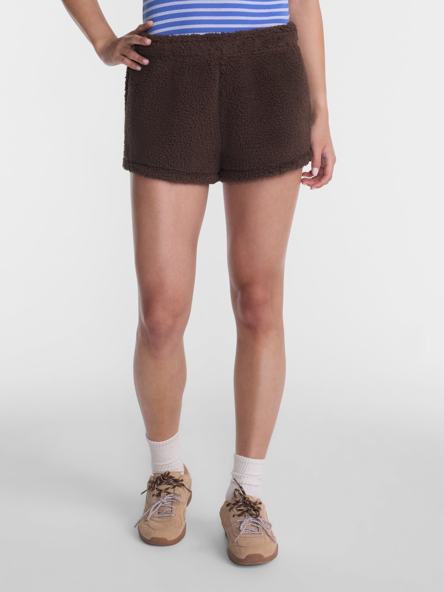 No Boundaries Faux Shearling Plush Shorts, 2.5'' Inseam, Women's XXS-XXL