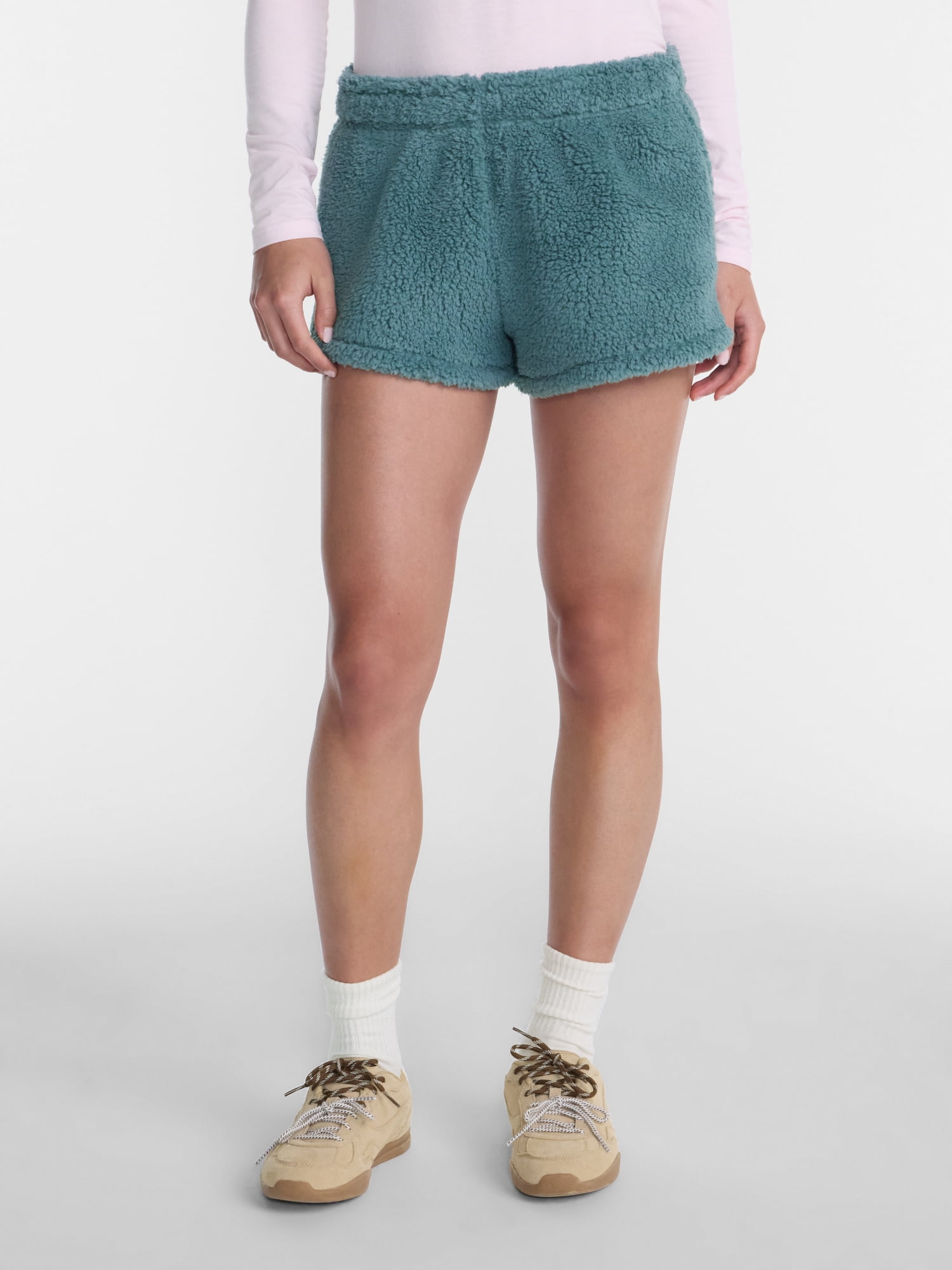 No Boundaries Faux Shearling Plush Shorts, 2.5'' Inseam, Women's XXS-XXL