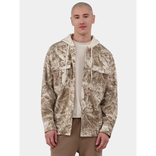 No Boundaries Men's & Big Men's Polar Fleece Hooded Button Up Jacket, Sizes XS-5XL