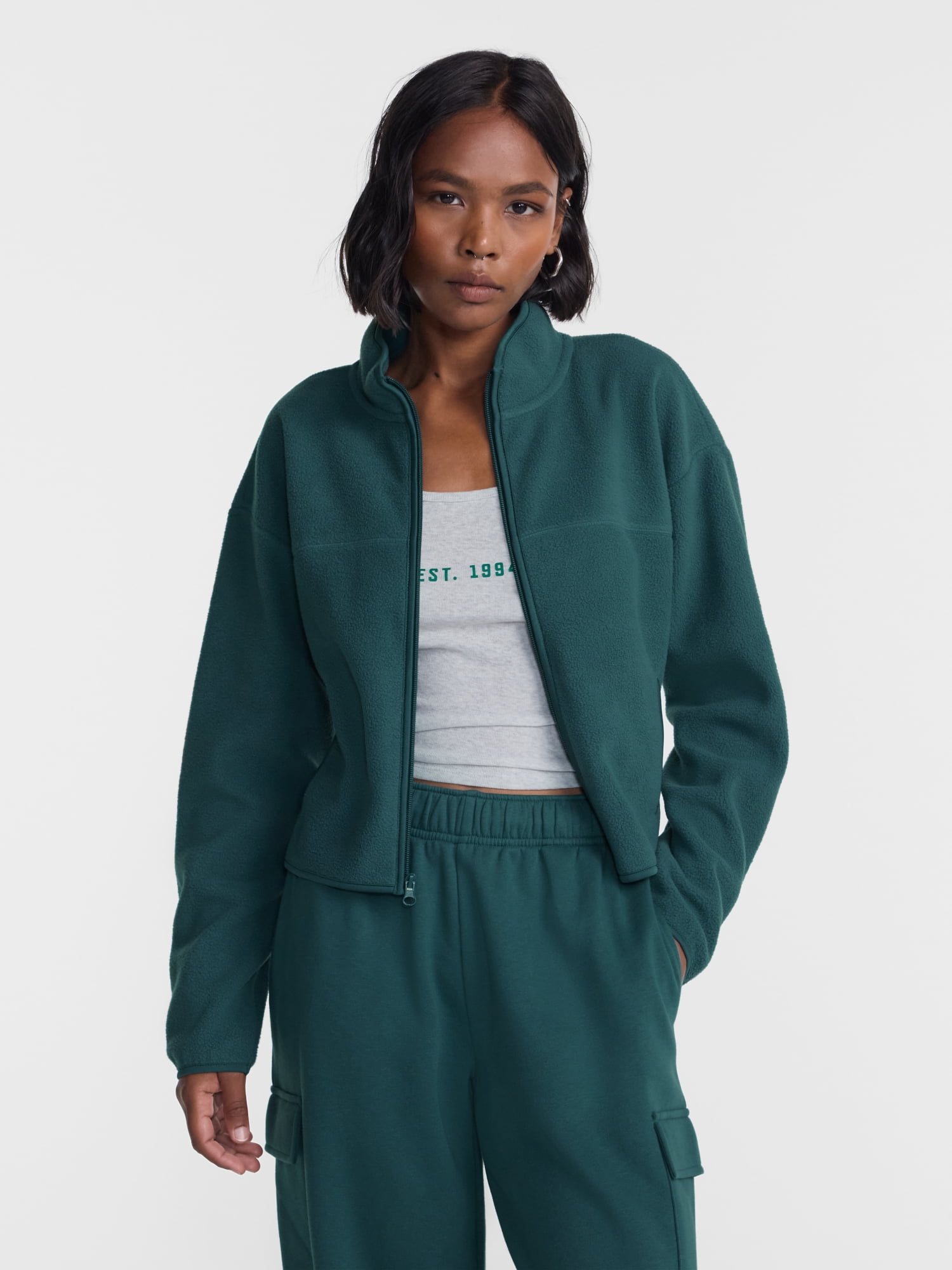 No Boundaries Polar Fleece Zip Up Jacket, Women’s and Women's Plus XXS-4X