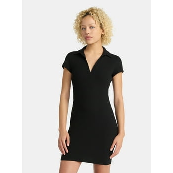 No Boundaries Ribbed Polo Mini Dress, Women’s