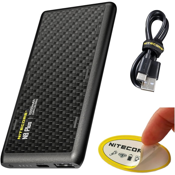 NB Plus 10,000mAh Power Bank, Ultra Lightweight and Slim USB-C and USB-A Ports for Phones, iPads and More Travel Ready Fast Charging 5V/3A QC PD