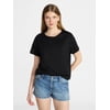 No Boundaries Cropped Cotton Tee with Short Sleeve