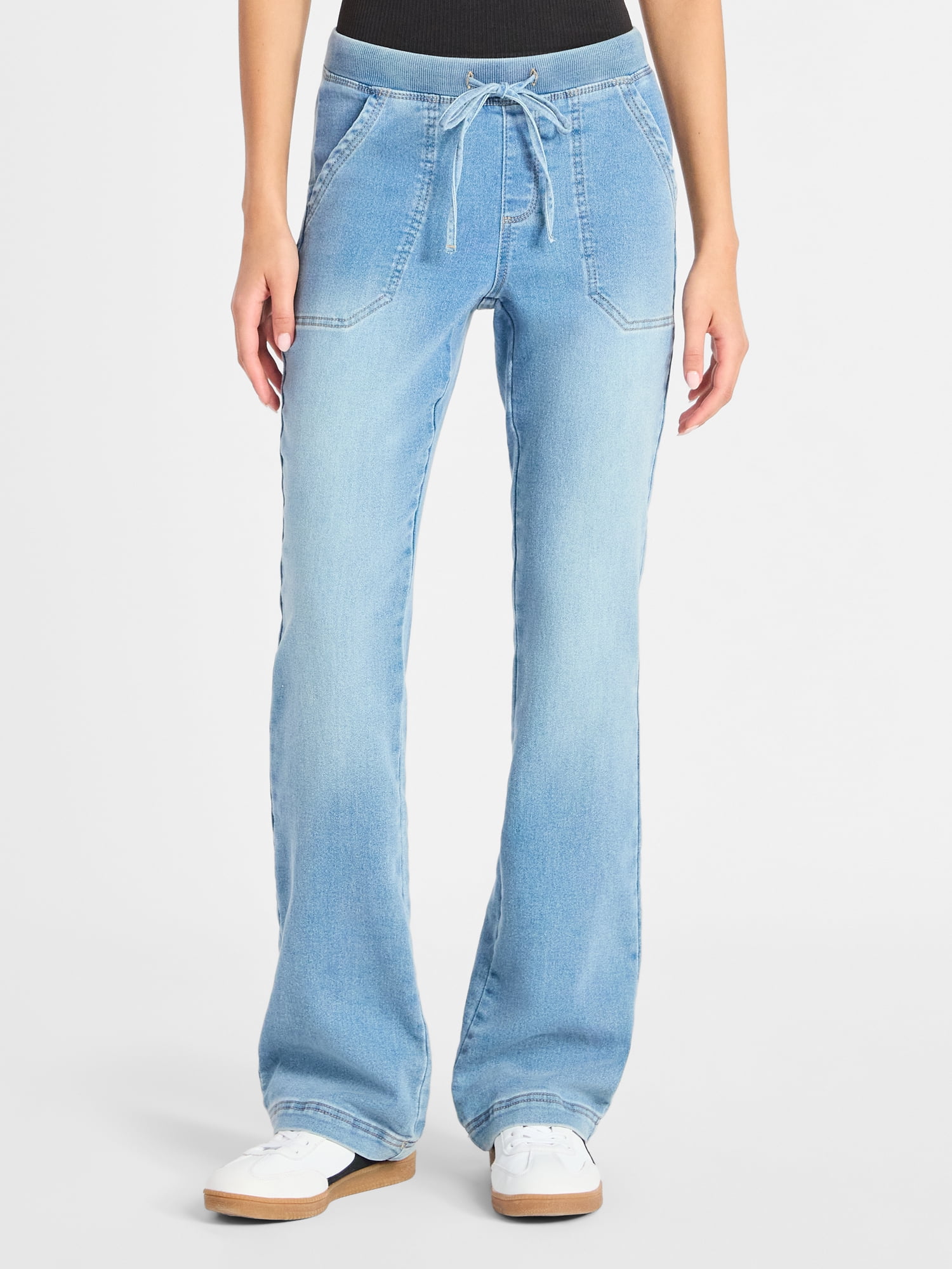 Ribbed Waist Bootcut Pants, 31.5'' Inseam, Women's