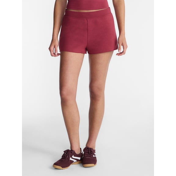 No Boundaries Ribbed Waistband Fleece Shorts, 2" Inseam, Women’s XXS-XXL