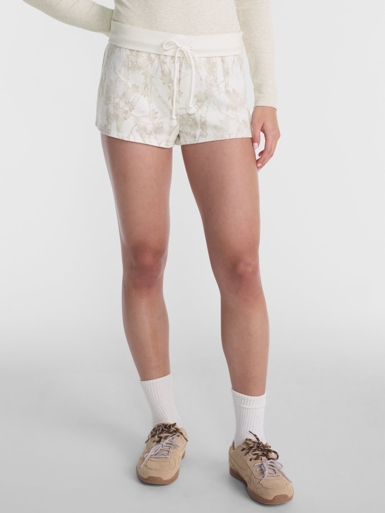 No Boundaries Fleece Shorts with Ribbed Waistband, Women's XXS-XXL