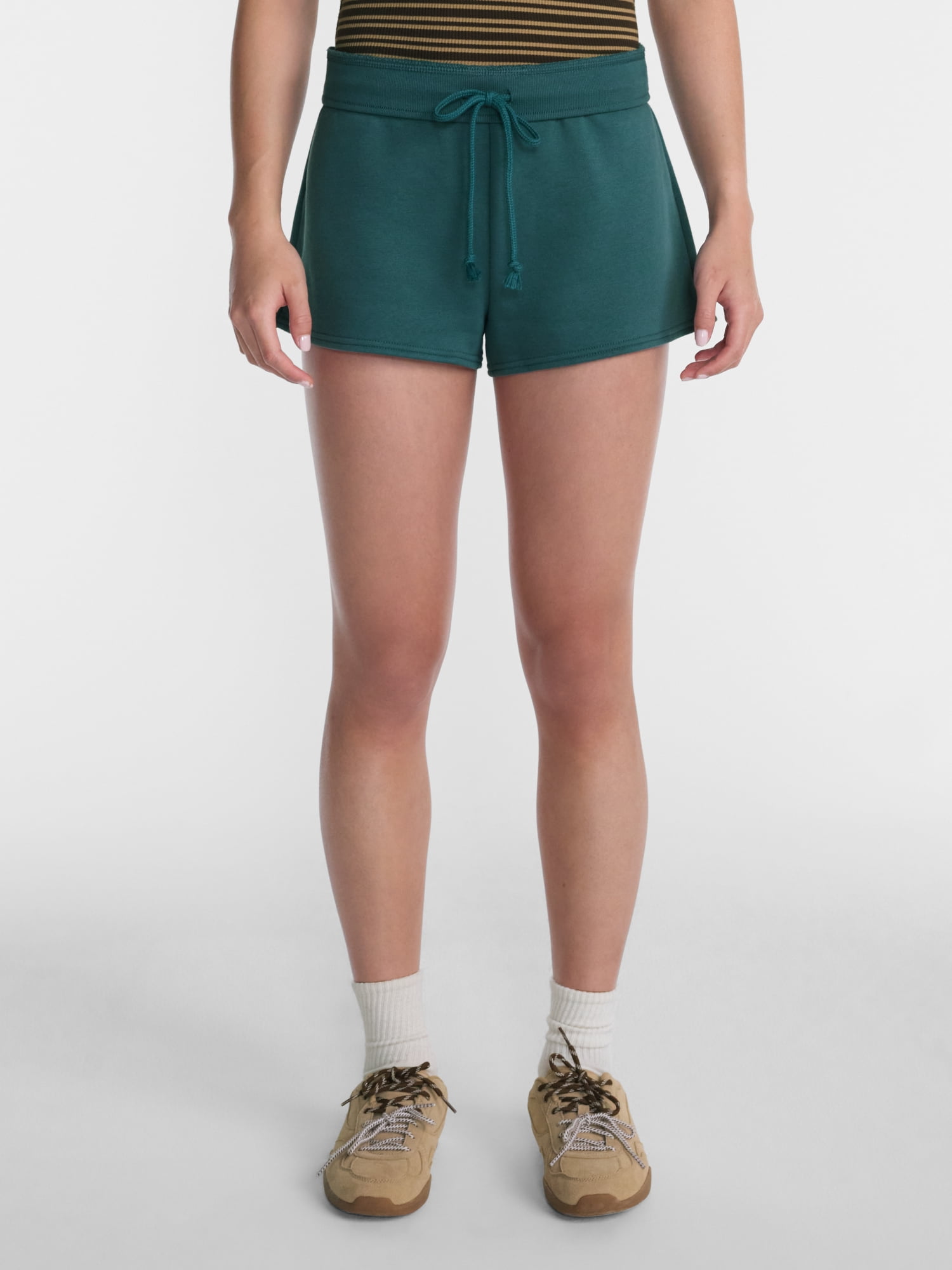 No Boundaries Fleece Shorts with Ribbed Waistband, Women's XXS-XXL