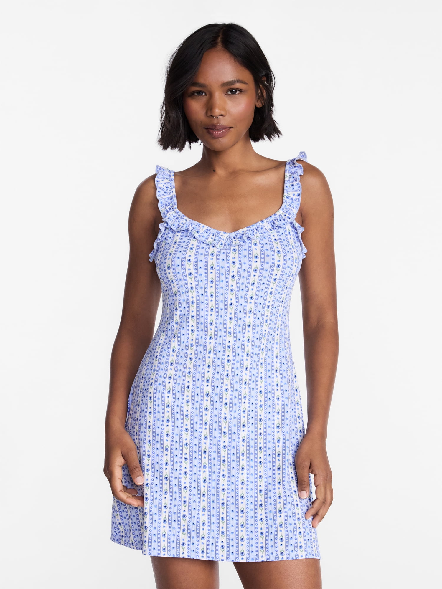 No Boundaries Ruffle Slip Dress, Women's XS-XXL