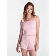 thumbnail image 1 of No Boundaries Ruffle Tank Top and Shorts Sleep Set, 2-Piece, Women's XS-XXL, 1 of 5