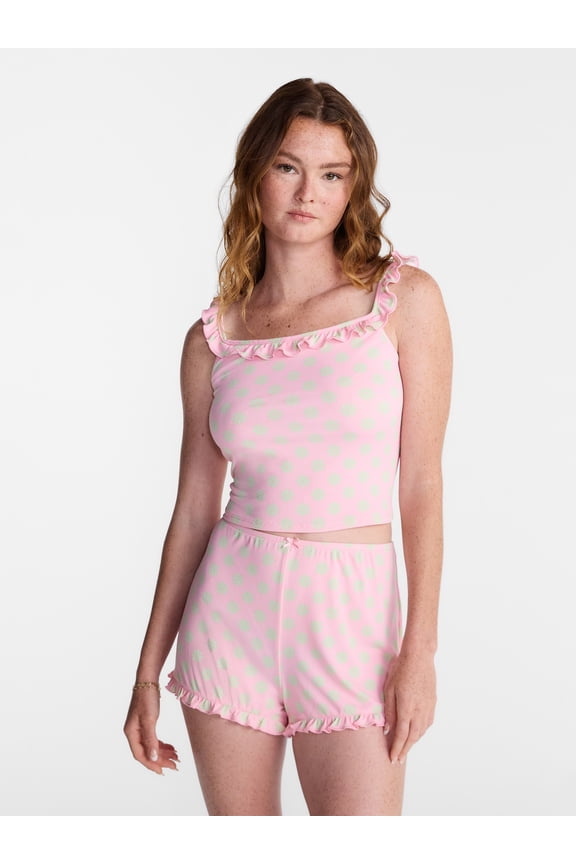 Ruffle Tank Top and Shorts Sleep Set, 2-Piece, Women's XS-XXL