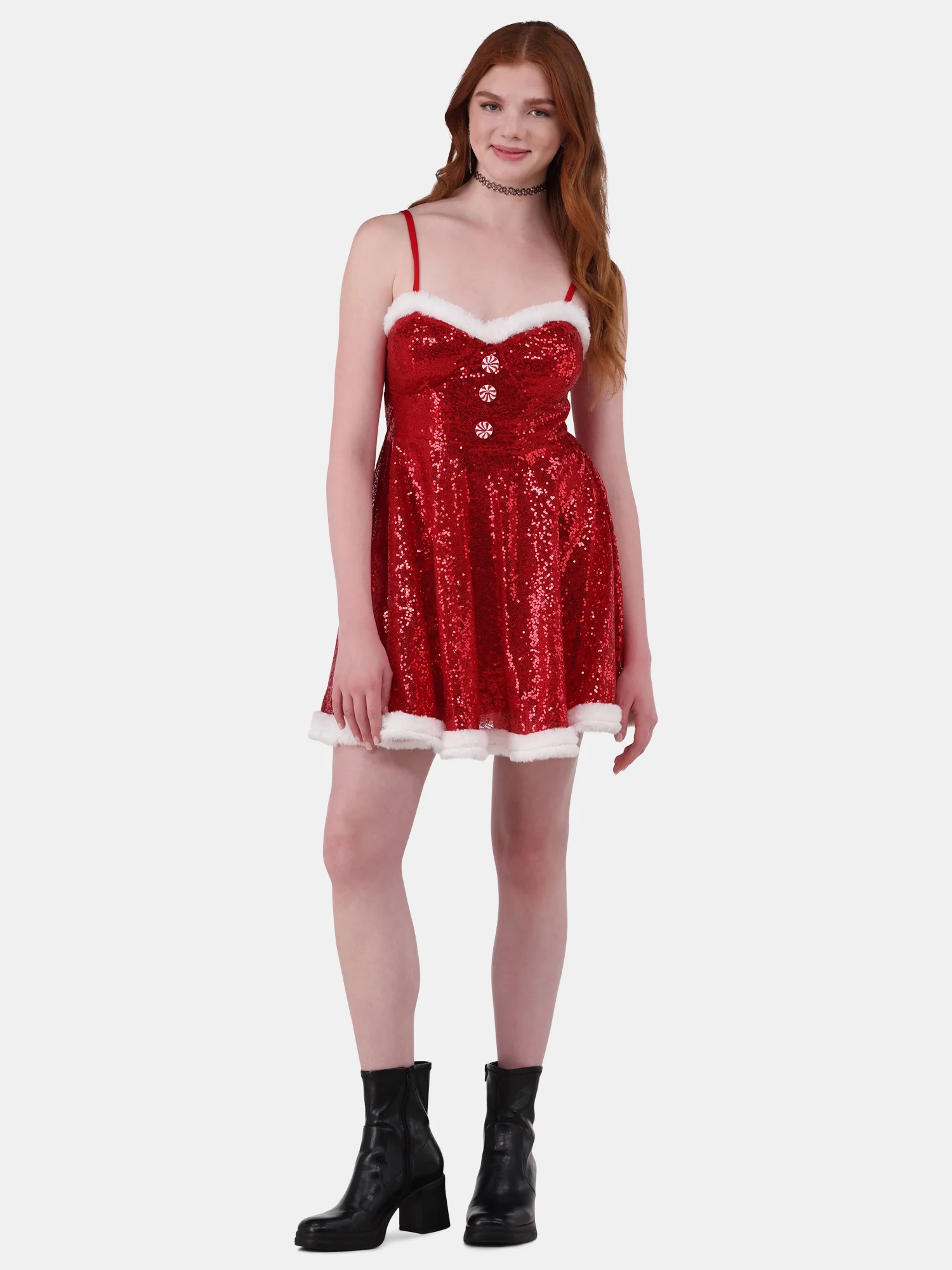 No Boundaries Halter Santa Dress Women s