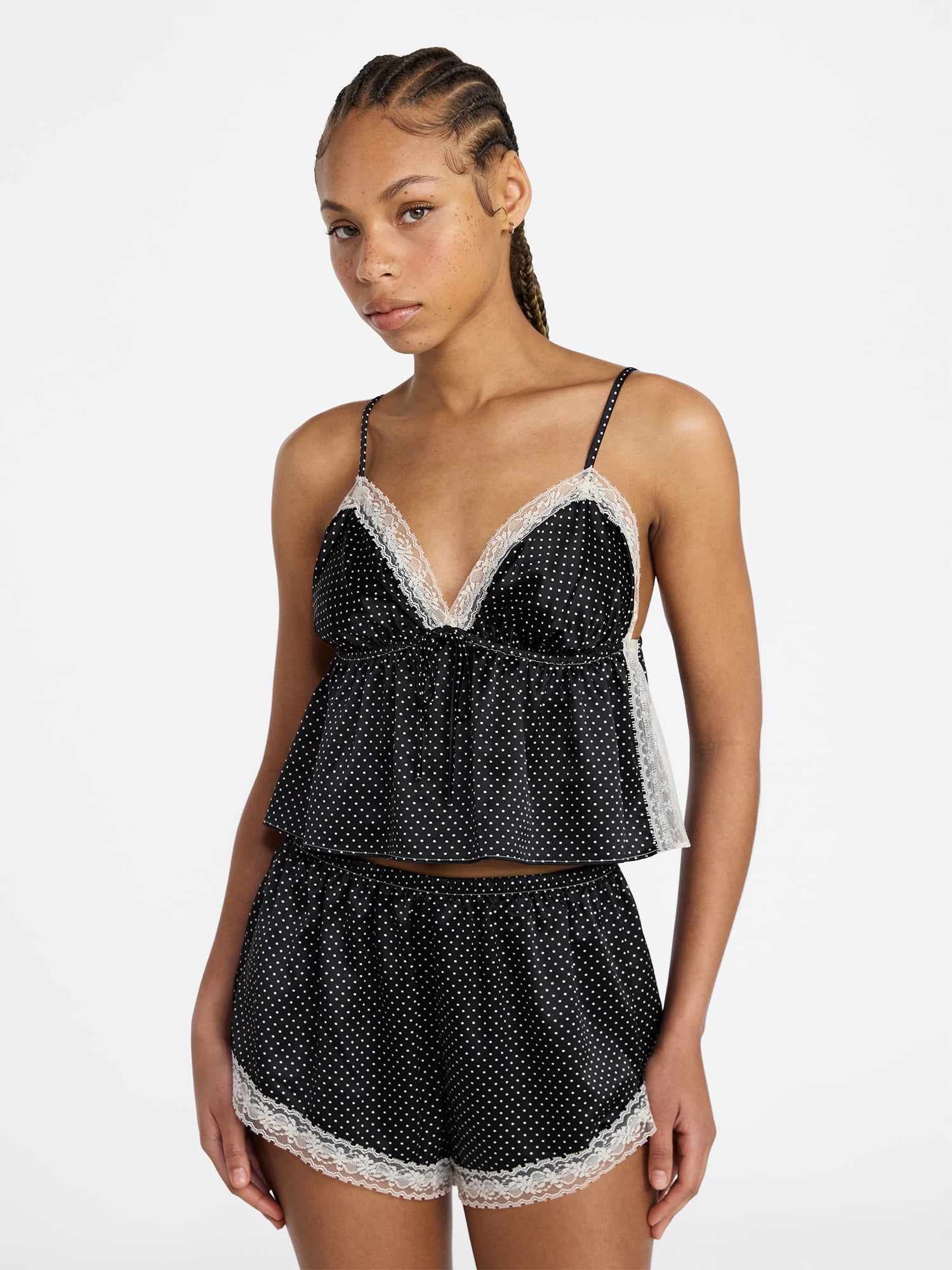 No Boundaries Satin Cami and Shorts Sleep Set, 2-Piece, Women's XS-XXL