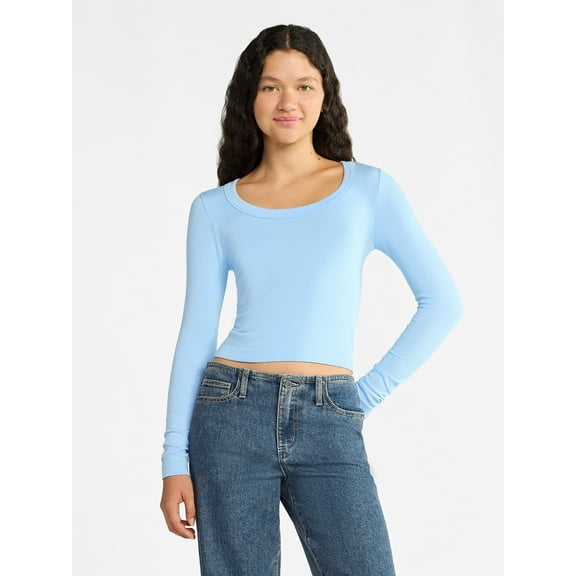 No Boundaries Scoop Neck Seamless Tee, Women's