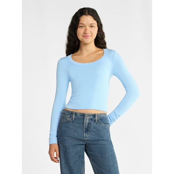 No Boundaries Scoop Neck Seamless Tee, Women's